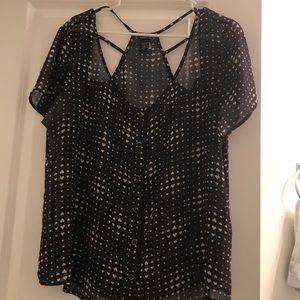 Torrid B&W Chiffon Hearts Top